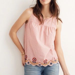 Madewell Embroidered Gingham Tank Top size S